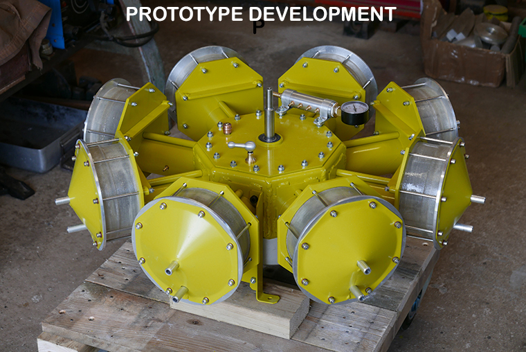 prototype heat pump 8 cylinder radial